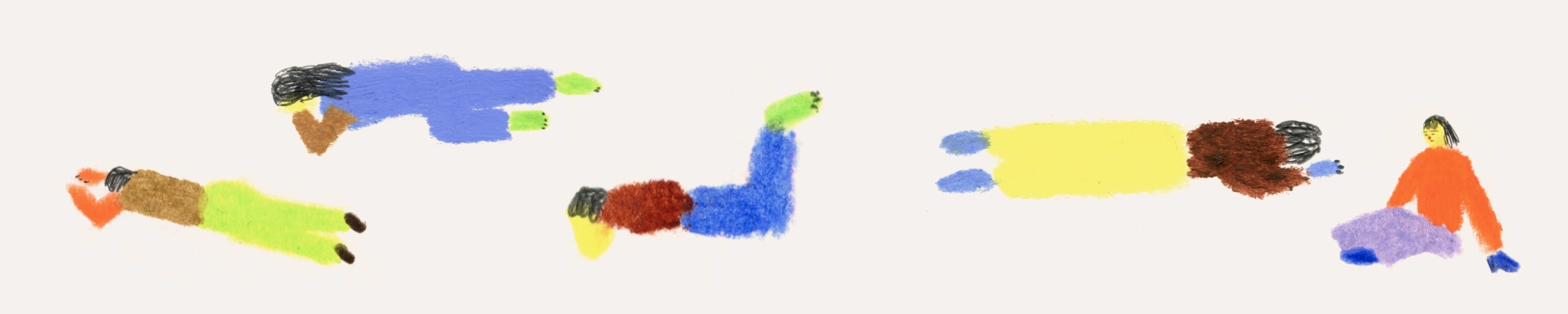 Ilustración de varias personas explorando el movimiento en distintas posiciones